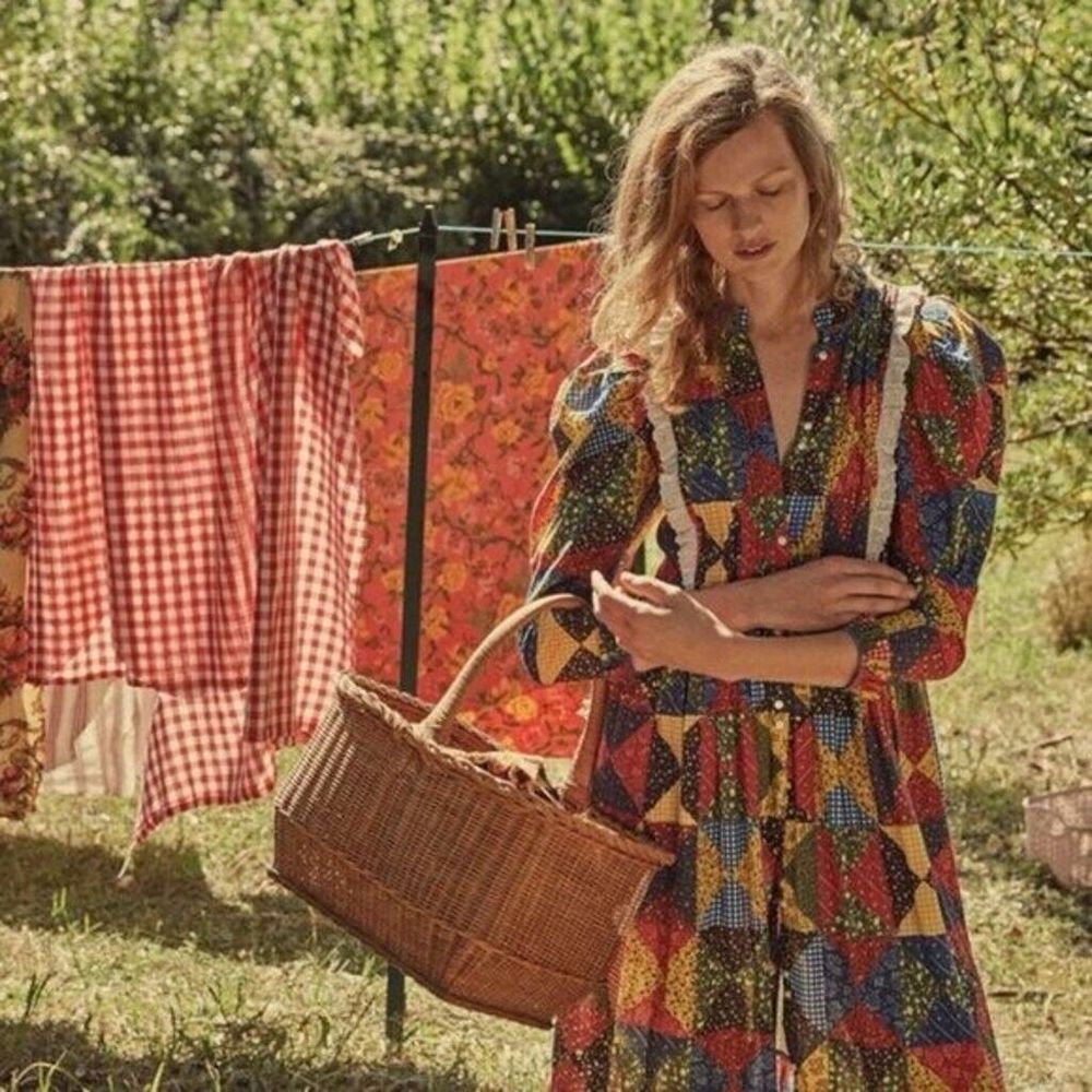 Doen Nicolette Dress | Countryside Patchwork Print | Sz. XXS - Picture 2 of 15